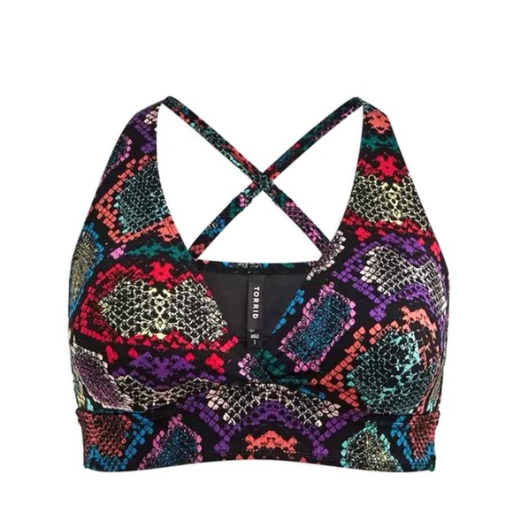 Torrid Wireless Shine Triangle Bikini Top Snakeskin 3 3X Convertible Stretch Vac - Picture 2 of 9